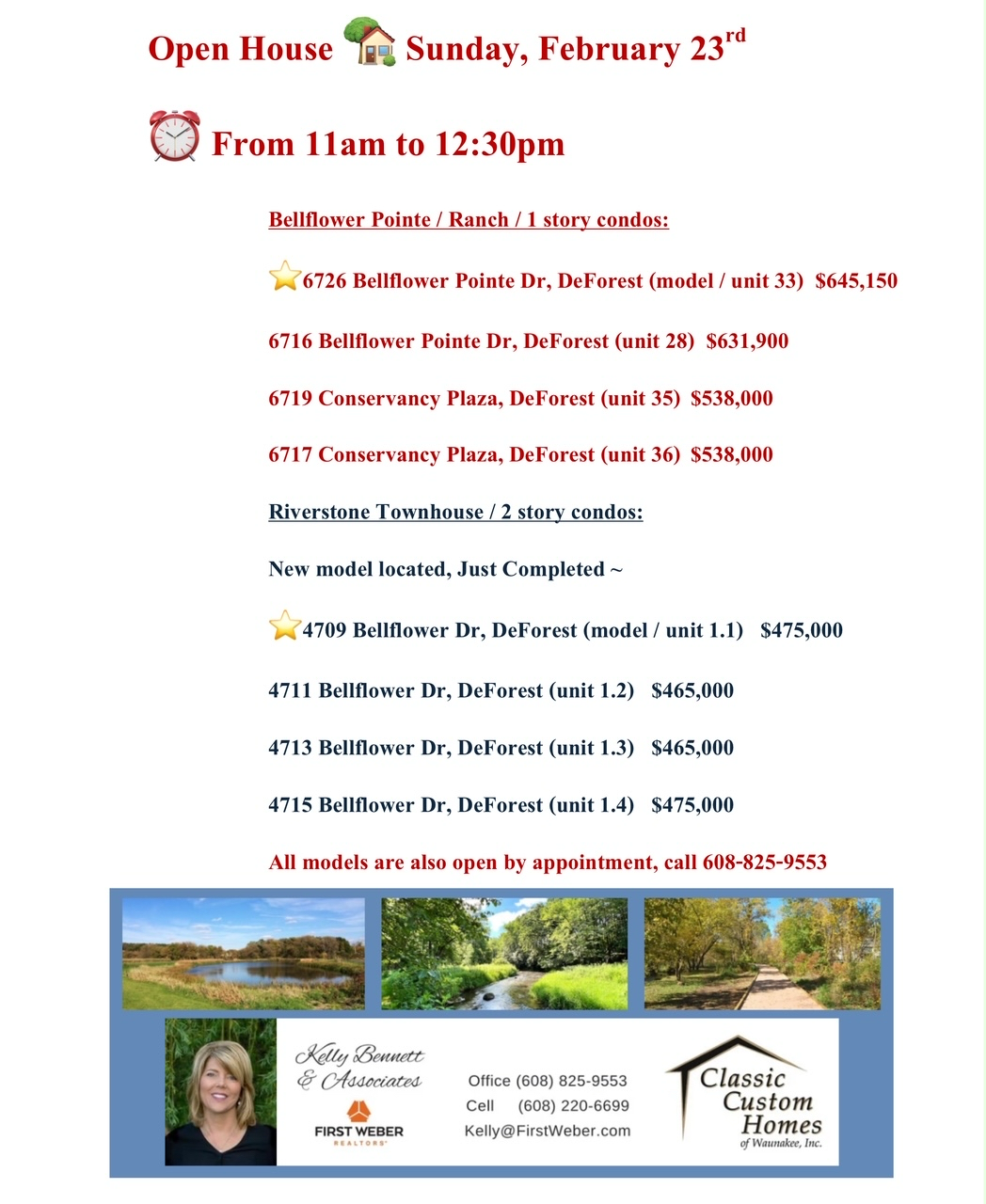 Bellflower Pointe Open Sun February 23 or By Appointment